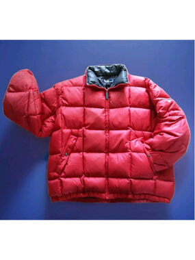 POLO SPORT-VTG Ralph Lauren DOWN JACKET-Stars and Stripes Sleeve Logo-RED-MEDIUM
